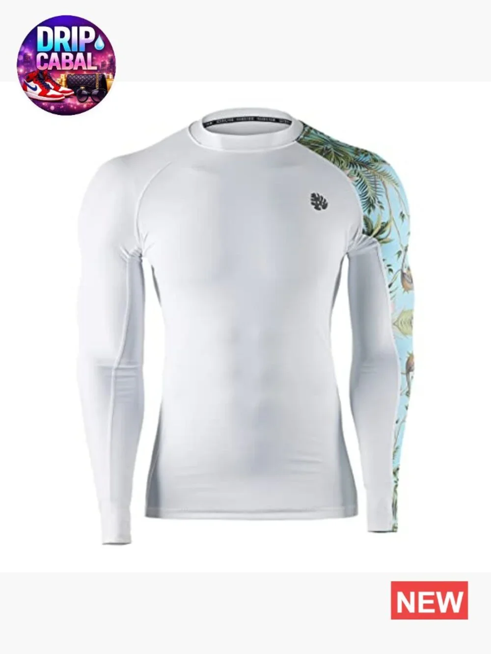 Men's UPF 50+ Long Sleeve Rash Guard Compression Swim Shirt Quick Dry